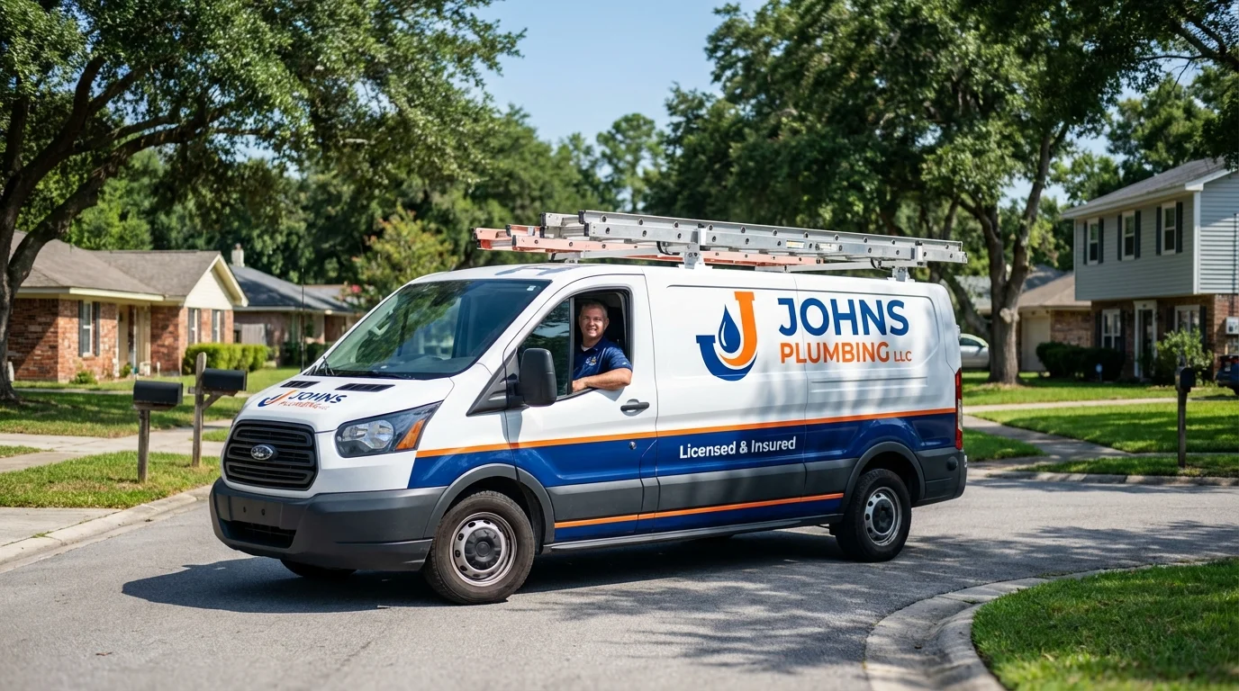 Johns Plumbing LLC service van in Englewood Cliffs, NJ