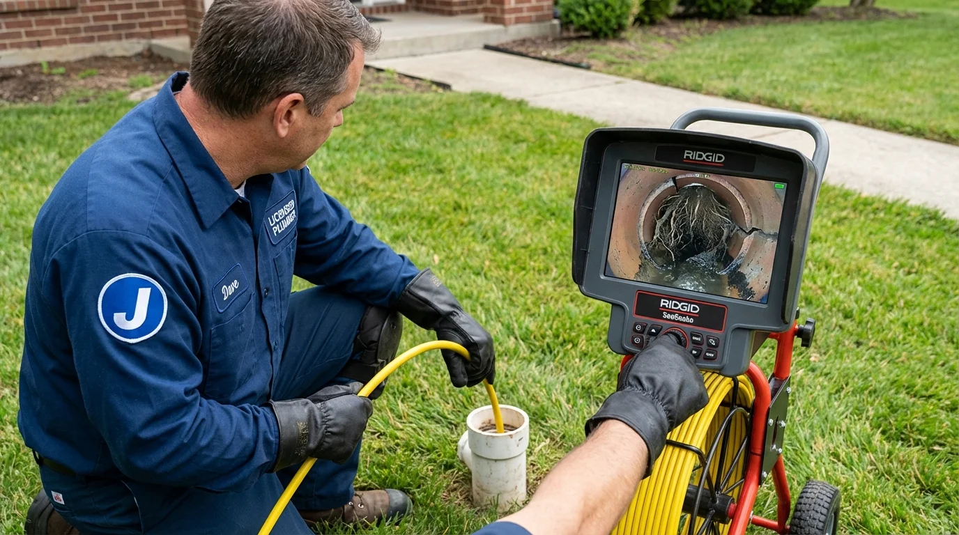 Sewer camera inspection being performed by Johns Plumbing LLC in Englewood Cliffs